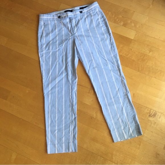 Banana Republic “Avery” Striped, Cropped, Wide Leg Capri, Blue, White, Size 6 - Picture 1 of 17